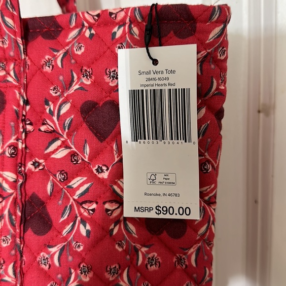 Vera Bradley small Tote Imperial Hearts Red - Picture 2 of 7
